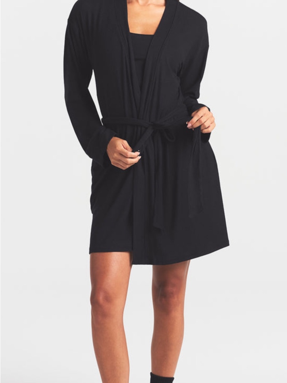 Skims Soft Lounge Women’s Onyx Tie-Waist Robe - Intimates & Sleepwear